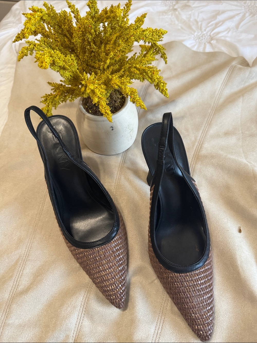 DKNY Pointed-Toe Slingback Heels in Brown